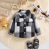 economico Giacche e cappotti per bambine-Bambino Da ragazza Giornata universale dell&#039;infanzia Shacket Color Block Di tendenza Girocollo Esterno Cotone Cappotto Capispalla 3-7 anni Primavera Nero Bianco Rosa