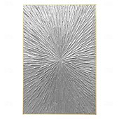 economico Quadri natura morta-raggi d&#039;argento astratto spesso dipinto a olio originale dipinto a parete soggiorno arte verticale pittura minimalista argento su tela