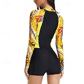  Pentru femei Bariere Iritatie Costum de baie Peteci Imprimat Fermoar Față Protecție UV la soare Uscare rapidă Ușor Manșon Lung Salopetă Costum de baie Surfing Plajă Sporturi Acvatice  Vară