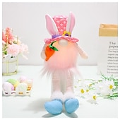 cheap Easter Lights-1 Pc Easter Long Leg Rabbit with Light, Faceless Child, Dwarf Doll, Carrot Resurrection Egg, Easter Indoor Party, Restaurant Atmosphere Decoration