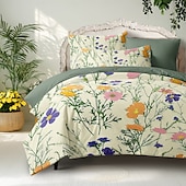 baratos 100% algodão-Planta flores capa de edredão conjunto de cama conjunto de 2 peças conjunto de 3 peças leve macio curto pelúcia engrossado feltro conjunto de cama quadrada