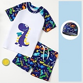 economico Costumi da bagno per bambini-Bambino Da ragazzo Costume da bagno Dinosauro Manica corta Girocollo Spiaggia Festività Bianco Estate Vestiti 4 anni +