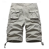 cheap Classic-Men's Capri Cargo Shorts Cargo Shorts Shorts Hiking Shorts Buttons Multi Pocket Plain Comfort Soft Knee Length Casual Daily Outdoor Fashion Streetwear Khaki Micro-elastic