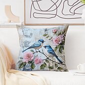 levne květinový a rostlinný styl-1 ks Polyester Polštářový potah, Zvíře stromy a listí rustikální design Pastýřský Obdélníkový Tradiční Klasický
