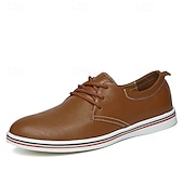 cheap Semi-Formal-Men&#039;s Casual Lace-Up Shoes – Vibrant Faux Leather Upper, Lightweight Design, Non-Slip Sole, Perfect for Everyday Wear and Summer Outings
