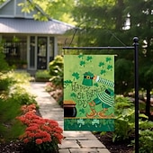 お買い得  聖パトリックの日-聖パトリックの日 ガーデンフラッグ 12x18インチ 屋外装飾 ウェルカムガーデンパティオフラッグ 幸運のシャムロック 金の小人 ヤードフラッグ 両面 ホリデー 屋外フラッグ 1個