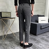 levne Štíhlý-Pánské Oblekové Kalhoty Kalhoty chinos Knoflíky Kapsy Pevná barva Pohodlné Po kotníky Formální Párty Práce Módní Klasický styl Černá Khaki Lehce elastické