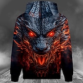 billiga Djurtryck-Herr Drake Huvtröjor Tröja Häftig party Långärmad Rund hals Nattklubb Streetwear Svart Snörning Höst Vinter Designer S M L XL XXL XXXL