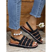 cheap Casual Sandals-Women&#039;s Braided Strap Sandals with Slingback Design – Comfortable Summer Footwear for Casual and Outdoor Activities