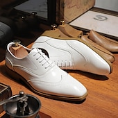 cheap Formal-Men&#039;s Multicolor Patent Leather Oxford Shoes – Wingtip Brogue Design, Formal Lace-Up Dress Shoes for Weddings and Business Events