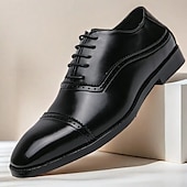 levne Formální-pánské hnědé oxfordky z umělé kůže – klasický brogue design se zapínáním na šněrování pro formální obchodní a svatební příležitosti
