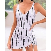 abordables Maillots une pièce et tankinis-Femme Maillot de bain 1 pièce V Profond Maillots de Bain Maillots de Bain Blanche Respirable Séchage rapide Poids Léger Sans Manches - Natation Surf Plage Eté Printemps