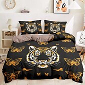 cheap 100% Cotton-Butterfly and Tiger Pattern Duvet Cover Set Set Soft 3-Piece Luxury Cotton Bedding Set Home Decor Gift Twin Full King Queen Size Duvet Cover