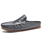 cheap Men&#039;s Clogs &amp; Mules-Men&#039;s Slip-On Moccasin Shoes – Comfortable Casual Leather Loafers with Woven Detailing for Everyday Wear