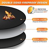 cheap Camp Kitchen-Fire Pit Mat for Solo Stove Bonfire, Double-Sided Fireproof Under Grill Mat Deck Patio Protector Mat, Round Fire Pit BBQ Mat for Solo Stove Accessories, Easy to Clean, Reusable