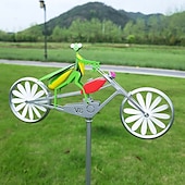 abordables Decoración del patio-bicicleta metal viento spinner hierro forjado metal jardín decoración molino gato ratón motocicleta