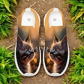 preiswerte Damen-Sneaker-Flyknit-Sneaker mit Katzen- und Schmetterlings-Print für Damen – atmungsaktive, leichte Freizeitschuhe für den Alltag und Outdoor-Aktivitäten
