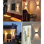 abordables Aplique de pared para exterior-Lámpara de pared solar impermeable de 1 pieza: iluminación hacia arriba y hacia abajo para patios al aire libre, balcones, porches y garajes