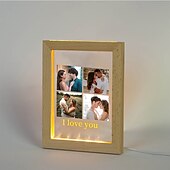 お買い得  結婚祝い-パーソナライズされたアクリルカップルナイトライト、写真をカスタマイズできるライトアップフォトフレーム。バレンタイン、結婚記念日のギフト、恋人にぴったり。1個