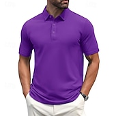 preiswerte Klassisches Poloshirt für Herren-Herren Golfhemd Golf Poloshirts Arbeit Casual Kargen Kurzarm Basic Modern Glatt Knopf Frühling Sommer Regular Fit Hellgelb Wein Pfauenblau Dunkelgrau Schwarz Weiß Golfhemd