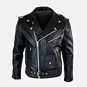 cheap Leather Jackets-Men&#039;s Faux Leather Jacket Transition Jacket Biker Jacket Motorcycle Jacket Vacation Daily Windproof Warm Pocket Fall &amp; Winter Plain Fashion Classic Lapel Regular Faux Leather Black Jacket