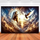 cheap Religious Tapestry-Hanging Tapestry Jesus Wall Art Large Tapestry Mural Decor Photograph Backdrop Blanket Curtain Home Bedroom Living Room Decoration
