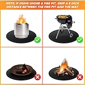 cheap Camp Kitchen-Fire Pit Mat for Solo Stove Bonfire, Double-Sided Fireproof Under Grill Mat Deck Patio Protector Mat, Round Fire Pit BBQ Mat for Solo Stove Accessories, Easy to Clean, Reusable