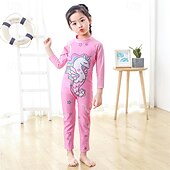 お買い得  ガールズウェットスーツ-子供 女の子 水着 アウトドア パーティー ユニコーン 旅行度假风 ファッション 水着 4年以上 夏 マルチカラー ホワイト