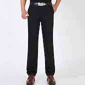abordables Delgado-Hombre Graduación pantalones de traje Pantalones Chinos Botones Bolsillo Plano Comodidad Formal Fiesta Trabajo Moda Estilo clásico Dunkelkaki Caqui Claro Microelástico