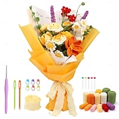 お買い得  Acessórios para festa-かぎ針編みの花束キット、初心者向けの花のかぎ針編みキット、大人向けのかぎ針編みキット、ステップバイステップのビデオと糸のツール付き、誕生日や母の日のギフトに最適な初心者向けのかぎ針編みの花キット