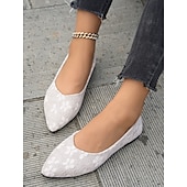 voordelige Platte damesschoenen-beige bloemenkanten puntige platte schoenen voor dames – elegante en comfortabele schoenen voor bruiloften en formele gelegenheden