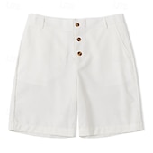 tanie Klasyczny-Męskie Szorty Lniane szorty Letnie szorty Szorty plażowe Guziki Kieszeń Prosta noga Równina Komfort Oddychający Krótki Codzienny Święto Moda Designerskie Czarny Biały