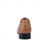 baratos Formal-Homens Oxfords Padrão de crocodilo Pele PU Respirável Confortável Antiderrapante Com Cadarço Castanho Claro Preto Outono Inverno