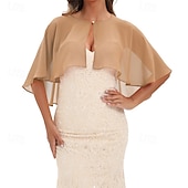 cheap Wedding Guest Wraps-Baoqiya Capelets for women Chiffon Cape Soft Shawls and Wraps Wedding Capes 1920s flapper Cover Up