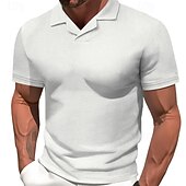 preiswerte Klassisches Poloshirt für Herren-Herren Golfhemd Poloshirt aus Waffelstrick Geschäft Aktiv Klassisch Kurzarm Modisch Modern Feste Farbe Knopf Sommer Frühling Regular Fit Schwarz Weiß Blau Khaki Grau Golfhemd