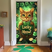 cheap Saint Patrick's Day-Saint Patrick's Day Door Decorations Door Covers Shamrock Gold Coins Door Tapestry Door Curtain Decoration Backdrop Indoor/Outdoor Door Banner for Front Door Farmhouse