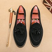 Χαμηλού Κόστους Ημιεπίσημο-ανδρικά σουέτ loafers με λεπτομέρεια φούντας – κομψά casual slip-on παπούτσια με λευκές σωληνώσεις, άνετα παπούτσια για καθημερινή χρήση και ημιεπίσημες εκδηλώσεις