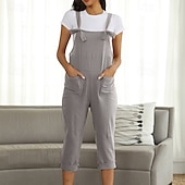 billiga Overall-Dam Byxor Jumpsuit Sparkbyxor Lättvikt Ledigt Ankellång Mellanhög midja Slät Ficka Mateial som andas Bekväm Oelastisk Hem Ledigt / vardag Rödvin Mörkgrön Marin Svart Sommar Vår Normal