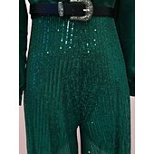 cheap Mom&#039;s Jumpsuits-Jumpsuits Mother of the Bride  Formal Elegant V Neck Floor Length Sequined Long Sleeve with Sequin Solid Color 2025
