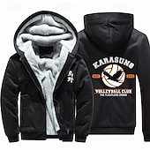 cheap Cartoon &amp; Movie Character Graphic-Haikyuu Hoodie Outerwear Sherpa Jacket Anime Graphic For Couple&#039;s Men&#039;s Women&#039;s Adults&#039; Masquerade Hot Stamping Casual Daily