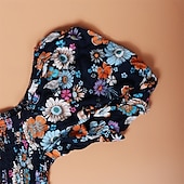 preiswerte Ausgefallene Kleider-Damen Minikleid Casual kleid Sommerkleid Boho-Kleid Elegant Stilvoll Laternenärmel Urlaub Täglich Verabredung Regular Fit Blumen Kurzarm Quadratischer Ausschnitt Schwarz Rosa Blau Sommer