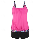 billiga One Pieces &amp; Tankinis-Dam Tankini Tvådelad baddräkt Spets Badkläder Badkläder Svart Rodnande Rosa Andningsfunktion Snabb tork Lättvikt Ärmlös - Simmning Surfing Strand Sommar Vår Plusstorlekar