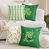 billiga geometrisk stil-saint patrick&#039;s day dekorativa slängkuddar överdrag 1 st grön irländsk mjuk fyrkantig soffa kuddfodral örngott för sovrum vardagsrum soffa stol