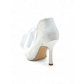 ieftine Casual-papuci de damă din dantelă albă cu vârf deschis la gleznă cu cravată panglică din satin – pantofi de mireasă eleganți cu toc înalt pentru mirese