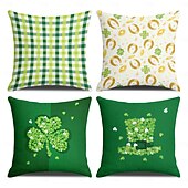 billiga geometrisk stil-saint patrick&#039;s day dekorativa slängkuddar överdrag 1 st grön irländsk mjuk fyrkantig soffa kuddfodral örngott för sovrum vardagsrum soffa stol