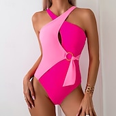abordables Maillots une pièce et tankinis-Femme Maillot de bain 1 pièce Découpé Maillots de Bain Mosaïque Maillots de Bain Rose Claire Bleu Respirable Séchage rapide Poids Léger Sans Manches - Natation Surf Plage Eté Printemps