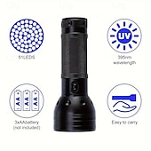 cheap Flashlights-51 LED UV Flashlight - 395nm Black Light for Dog Urine, Pet Stains &amp; Bed Bug Detection (Batteries Not Included)