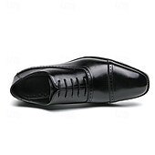 levne Formální-pánské hnědé oxfordky z umělé kůže – klasický brogue design se zapínáním na šněrování pro formální obchodní a svatební příležitosti