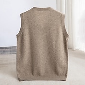 voordelige Heren Elite Truien &amp; Cardigans-Voor heren Trui vest breien Effen Kleur V-hals Gebreid Elegant Buiten Huis Kleding Lente Herfst Rode Wijn Zwart S M L