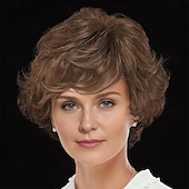 cheap Older Wigs-WhisperLite Wig Luxe Crop-Style Wig with Razored Bangs and Dimensional Layers/Multi-Tonal Shades of Blonde Silver Brown and Red